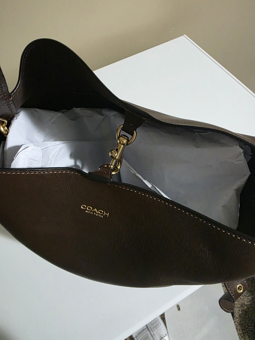 NWT Coach Bleecker Bucket Bag Natural Grain Leather Maple - Picture 6 of 8